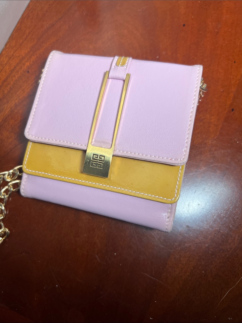 Givenchy Pink and Gold Leather Wallet on Chain w/ COA